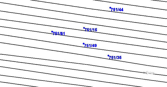 Parcela st. 751/49 v KÚ Boršov u Kyjova, Katastrální mapa