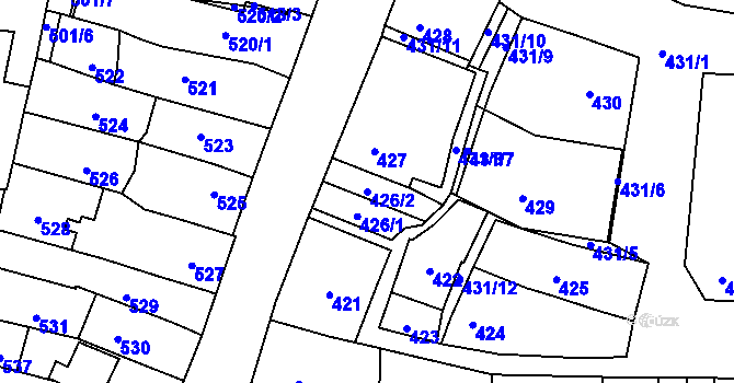 Parcela st. 426/2 v KÚ Boršov u Kyjova, Katastrální mapa