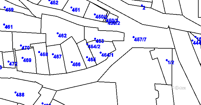 Parcela st. 464/1 v KÚ Boršov u Kyjova, Katastrální mapa