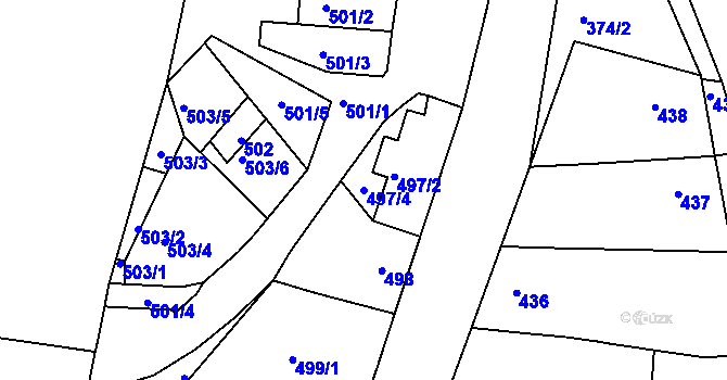 Parcela st. 497/4 v KÚ Boršov u Kyjova, Katastrální mapa