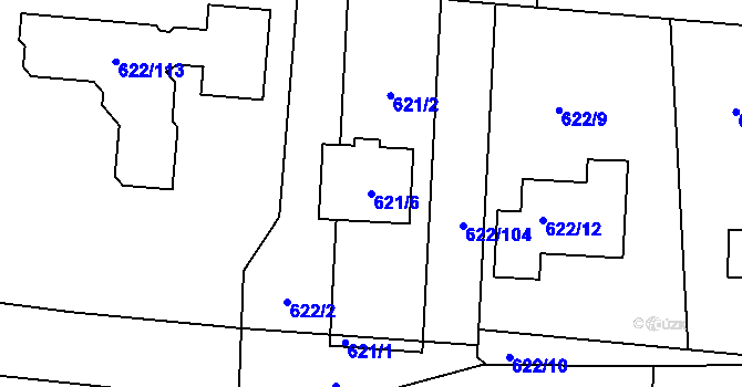 Parcela st. 621/6 v KÚ Boršov u Kyjova, Katastrální mapa
