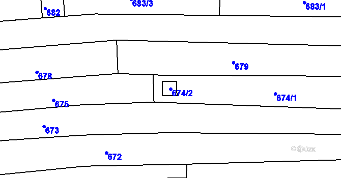 Parcela st. 674/2 v KÚ Boršov u Kyjova, Katastrální mapa