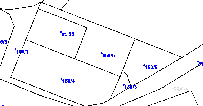 Parcela st. 156/5 v KÚ Kyjov u Černé, Katastrální mapa