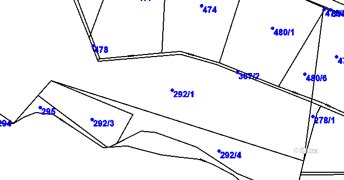 Parcela st. 292/1 v KÚ Kyjov u Černé, Katastrální mapa