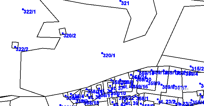 Parcela st. 320/1 v KÚ Kyjov u Černé, Katastrální mapa
