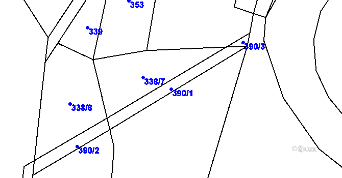 Parcela st. 390/1 v KÚ Kyjov u Černé, Katastrální mapa