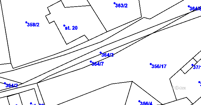 Parcela st. 364/3 v KÚ Kyjov u Černé, Katastrální mapa