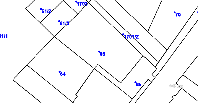 Parcela st. 66 v KÚ Kyjovice, Katastrální mapa