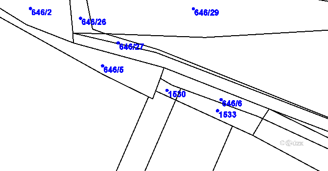 Parcela st. 264/7 v KÚ Kyjovice, Katastrální mapa