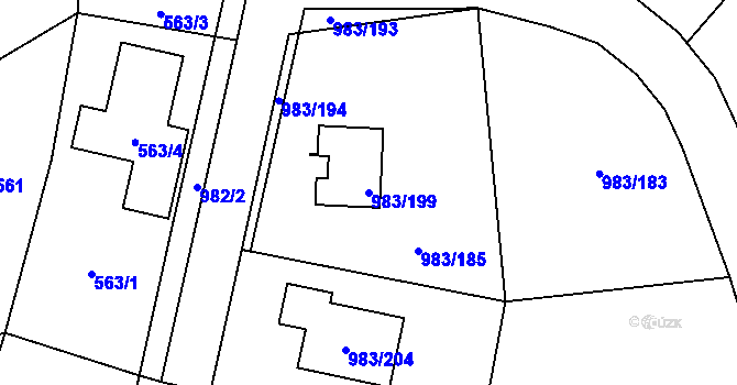 Parcela st. 983/199 v KÚ Kyjovice ve Slezsku, Katastrální mapa