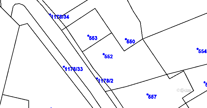 Parcela st. 552 v KÚ Kyjovice ve Slezsku, Katastrální mapa