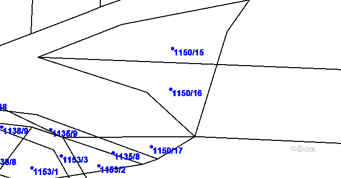 Parcela st. 1150/16 v KÚ Kyjovice ve Slezsku, Katastrální mapa