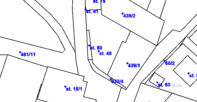 Parcela st. 48 v KÚ Kynice, Katastrální mapa
