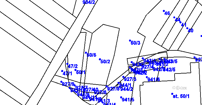 Parcela st. 50 v KÚ Kynice, Katastrální mapa