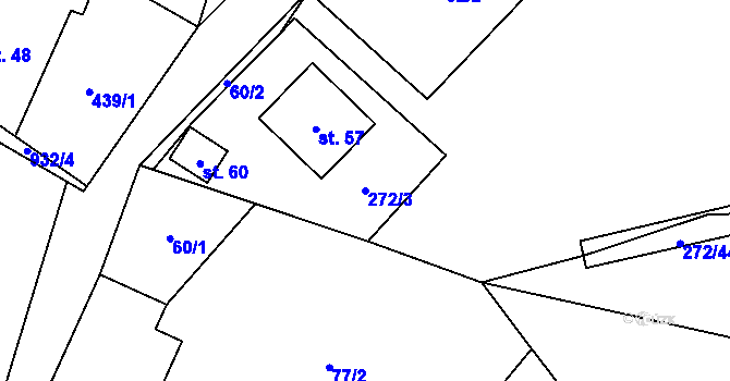 Parcela st. 272/3 v KÚ Kynice, Katastrální mapa