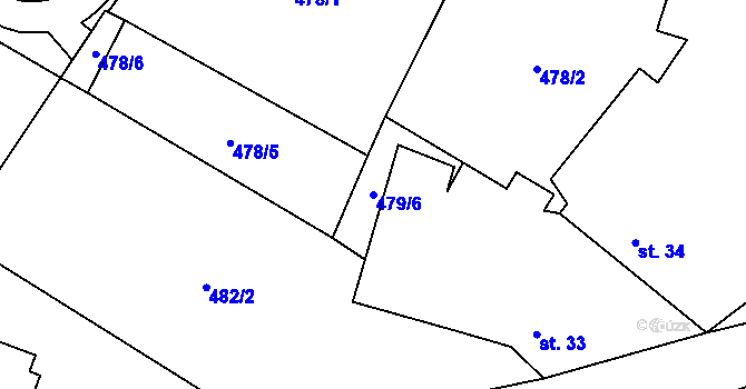 Parcela st. 479/6 v KÚ Kynice, Katastrální mapa