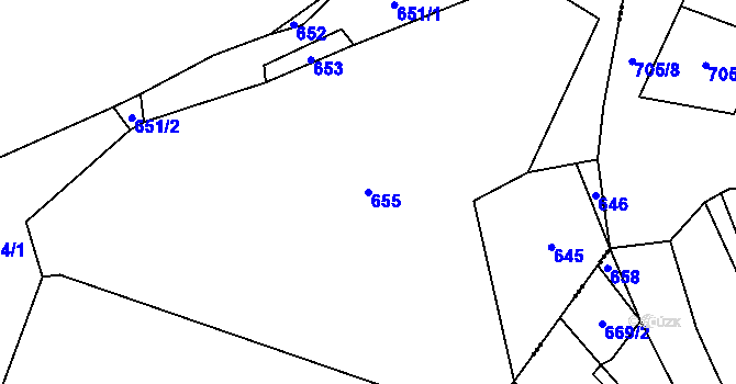 Parcela st. 655 v KÚ Kynice, Katastrální mapa