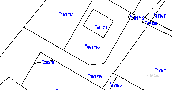 Parcela st. 461/16 v KÚ Kynice, Katastrální mapa