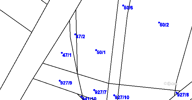 Parcela st. 50/1 v KÚ Kynice, Katastrální mapa