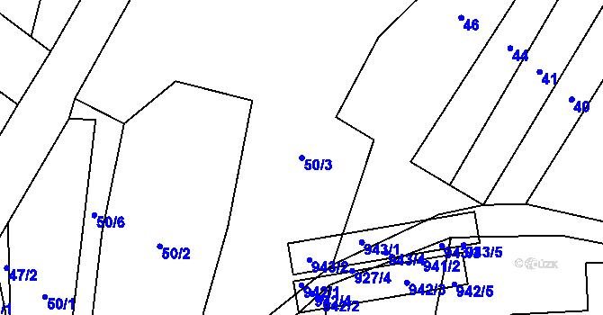 Parcela st. 50/3 v KÚ Kynice, Katastrální mapa