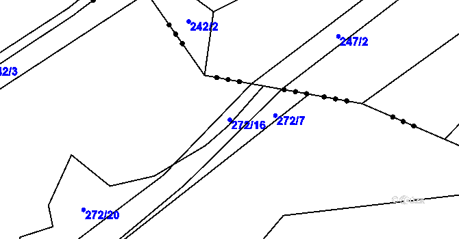 Parcela st. 272/16 v KÚ Kynice, Katastrální mapa
