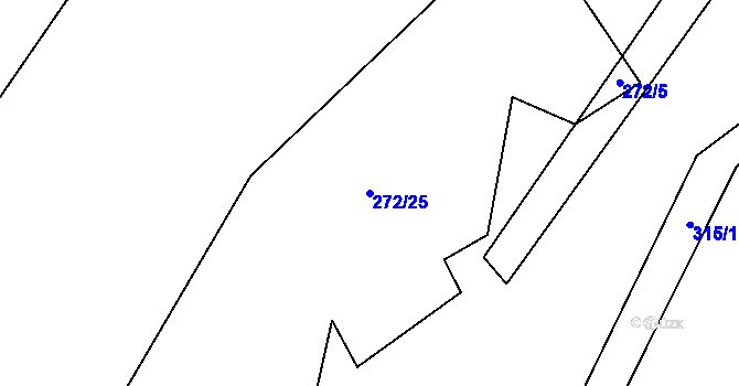 Parcela st. 272/25 v KÚ Kynice, Katastrální mapa