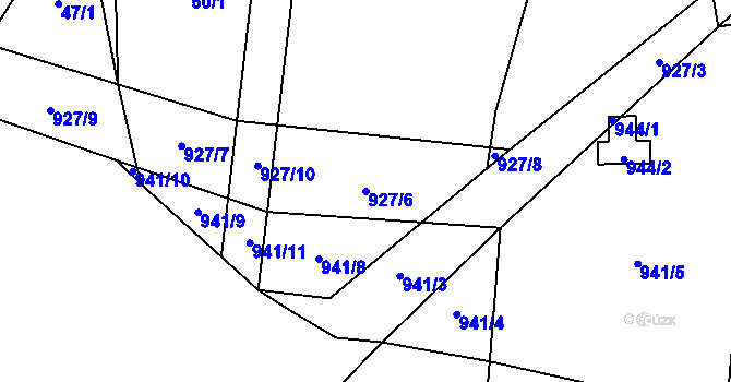 Parcela st. 927/6 v KÚ Kynice, Katastrální mapa