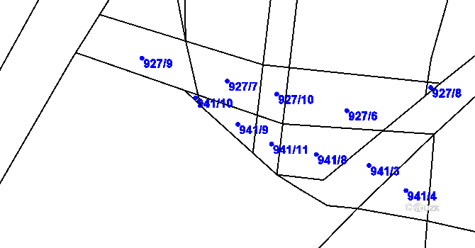 Parcela st. 941/9 v KÚ Kynice, Katastrální mapa