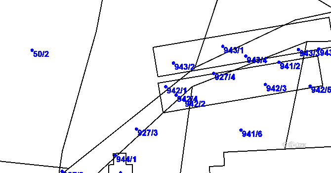Parcela st. 942/1 v KÚ Kynice, Katastrální mapa