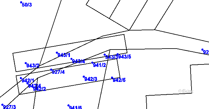 Parcela st. 943/3 v KÚ Kynice, Katastrální mapa