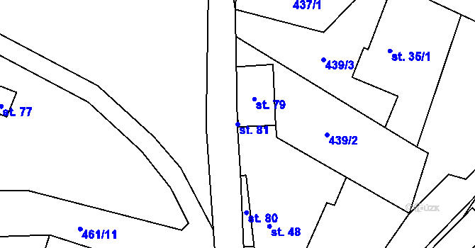 Parcela st. 81 v KÚ Kynice, Katastrální mapa