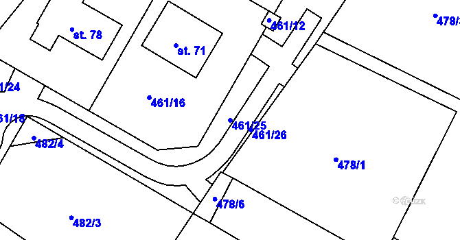Parcela st. 461/25 v KÚ Kynice, Katastrální mapa