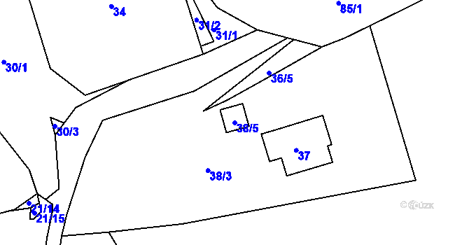 Parcela st. 38/5 v KÚ Chotíkov u Kynšperka nad Ohří, Katastrální mapa