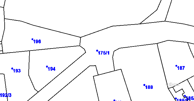 Parcela st. 175/1 v KÚ Kamenný Dvůr, Katastrální mapa