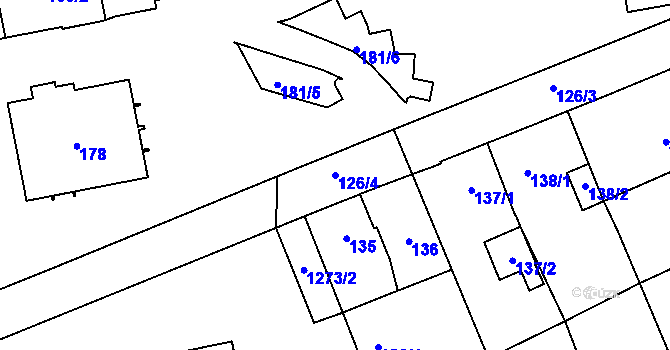 Parcela st. 126/4 v KÚ Kynšperk nad Ohří, Katastrální mapa