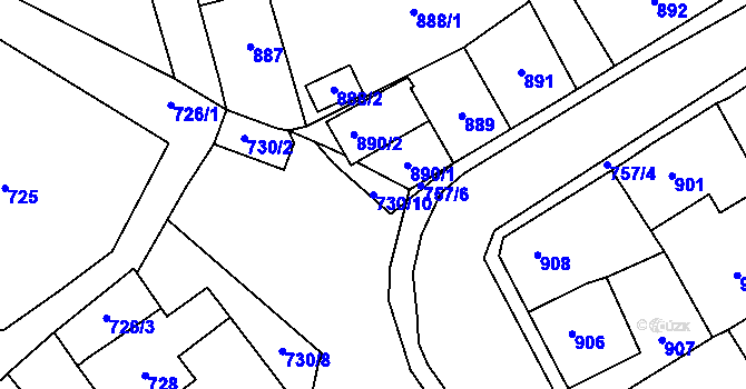 Parcela st. 730/10 v KÚ Kynšperk nad Ohří, Katastrální mapa