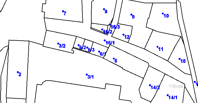 Parcela st. 6/1 v KÚ Kynšperk nad Ohří, Katastrální mapa