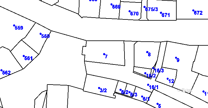 Parcela st. 7 v KÚ Kynšperk nad Ohří, Katastrální mapa