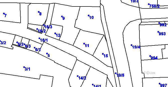Parcela st. 11 v KÚ Kynšperk nad Ohří, Katastrální mapa