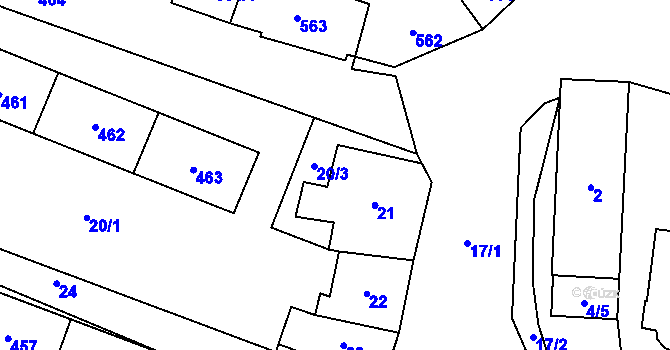 Parcela st. 20/3 v KÚ Kynšperk nad Ohří, Katastrální mapa