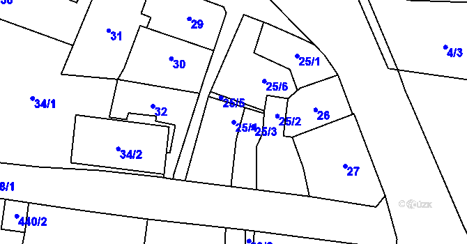 Parcela st. 25/4 v KÚ Kynšperk nad Ohří, Katastrální mapa
