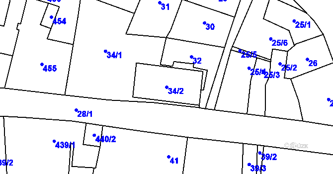 Parcela st. 34/2 v KÚ Kynšperk nad Ohří, Katastrální mapa