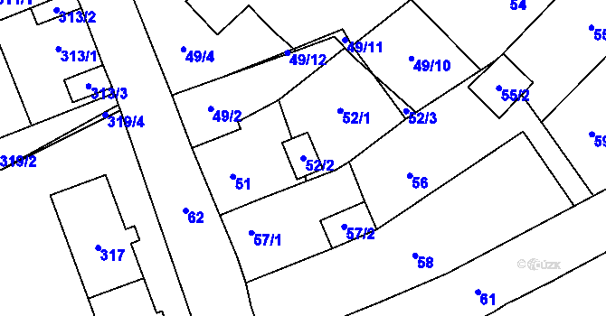 Parcela st. 52/2 v KÚ Kynšperk nad Ohří, Katastrální mapa