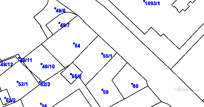 Parcela st. 55/1 v KÚ Kynšperk nad Ohří, Katastrální mapa