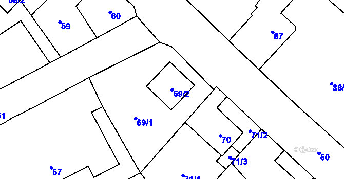 Parcela st. 69/2 v KÚ Kynšperk nad Ohří, Katastrální mapa