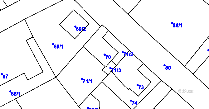 Parcela st. 70 v KÚ Kynšperk nad Ohří, Katastrální mapa