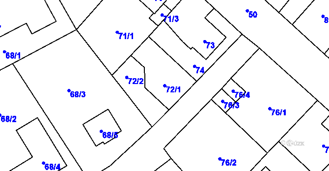Parcela st. 72/1 v KÚ Kynšperk nad Ohří, Katastrální mapa