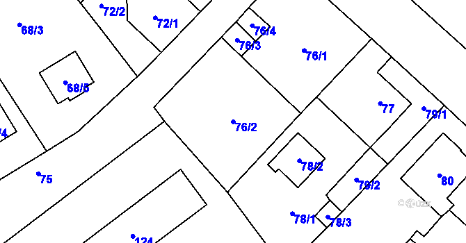 Parcela st. 76/2 v KÚ Kynšperk nad Ohří, Katastrální mapa