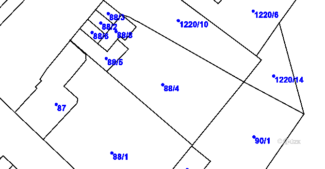 Parcela st. 88/4 v KÚ Kynšperk nad Ohří, Katastrální mapa
