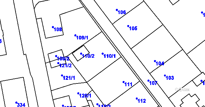 Parcela st. 110/1 v KÚ Kynšperk nad Ohří, Katastrální mapa